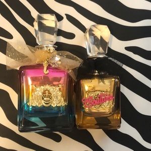 Two used empty bottles of Viva La Juicy.